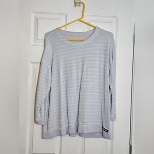XL Lands End Comfy Baby Blue/white Long Sleeved Top